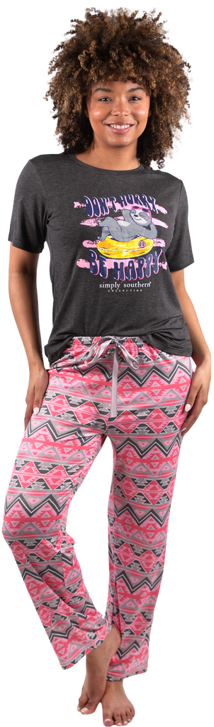 Don't Hurry Be Happy - Sloth - SS - F22 - Adult PJ Set