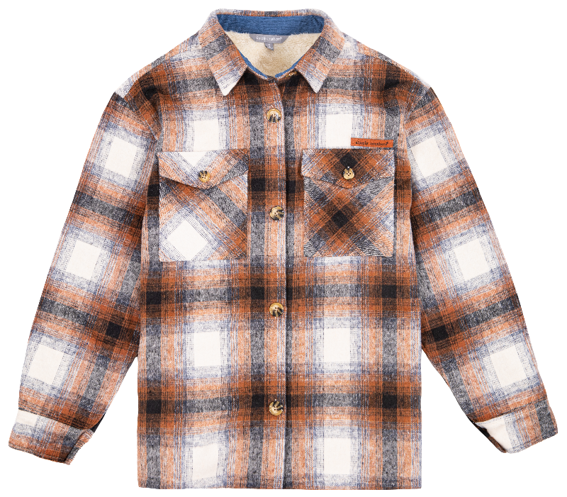 Sherpa Shacket - Plaid Orange - F22 - Simply Southern