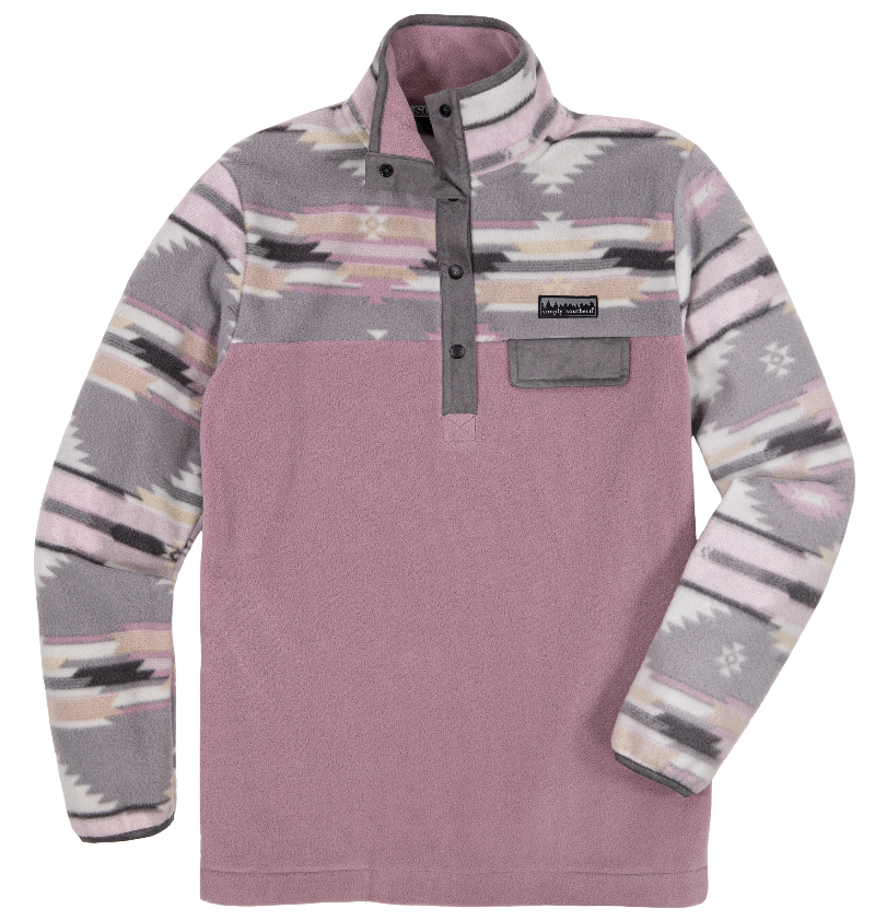 Simply Fleece Quarter Snap Pullover - Aztec - F22 - Simply Southern