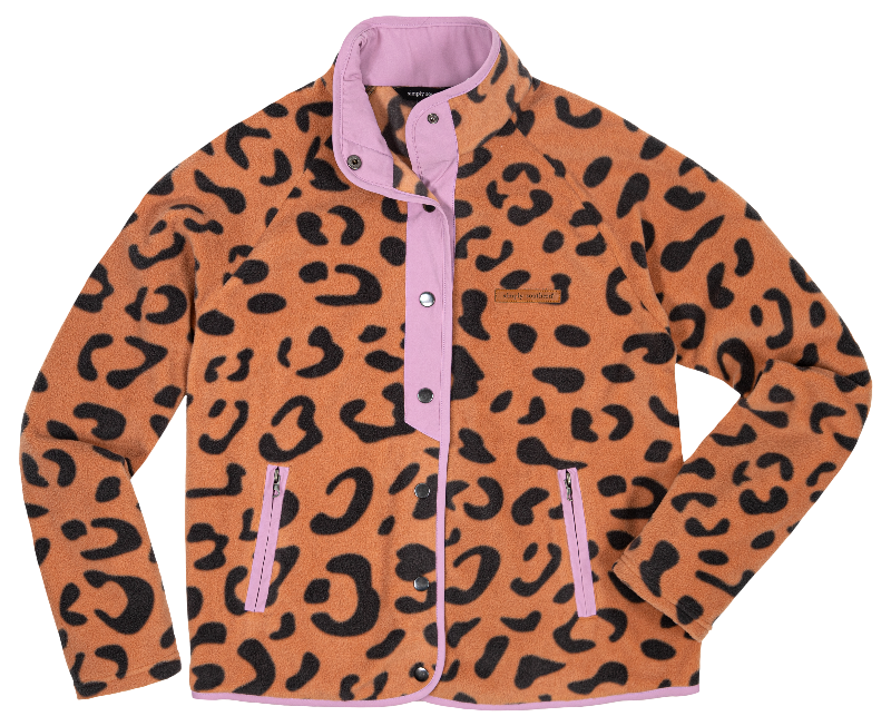 Fleece Snap Jacket - Leopard - F22 - Simply Southern