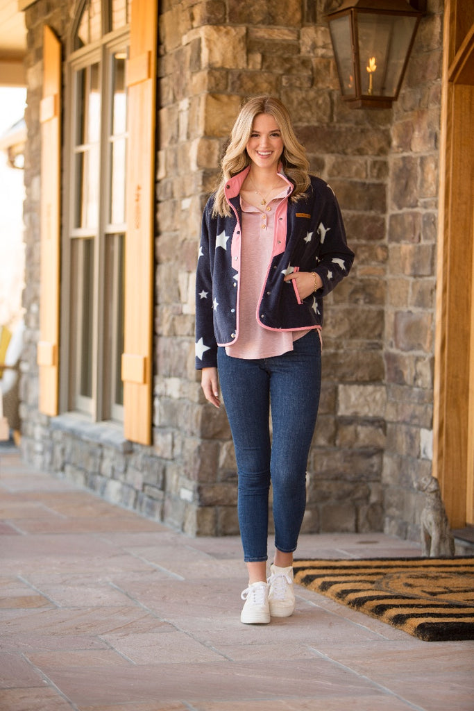 Fleece Snap Jacket - Star - F22 - Simply Southern