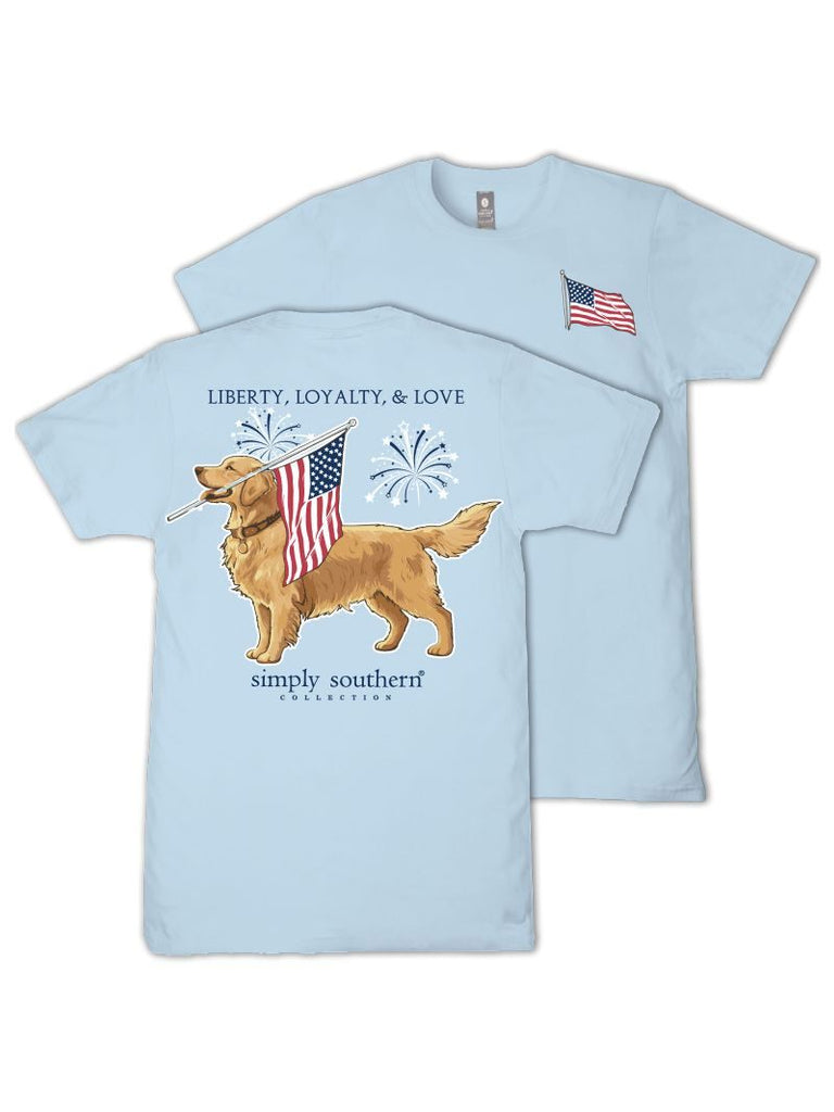 Liberty, Loyalty & Love - USA - Golden Retriever - Patriotic - S26 - SS - Adult T-Shirt