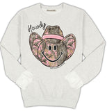 Howdy - Smiley Face - Pink Camo - Crew Neck Sweatshirt - F25 - Adult Crew