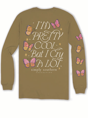 I'm Pretty Cool But I Cry A Lot - Butterflies - SS - F24 - Adult Long Sleeve