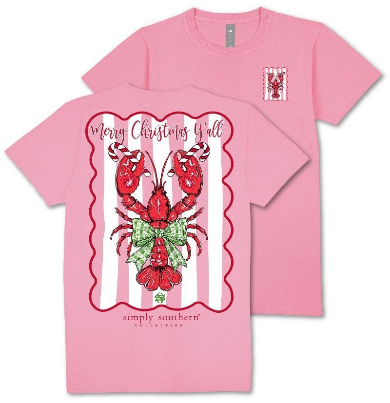 Merry Christmas Y'all - Lobster - Candy Cane - Bow  - F25 - SS - YOUTH T-Shirt