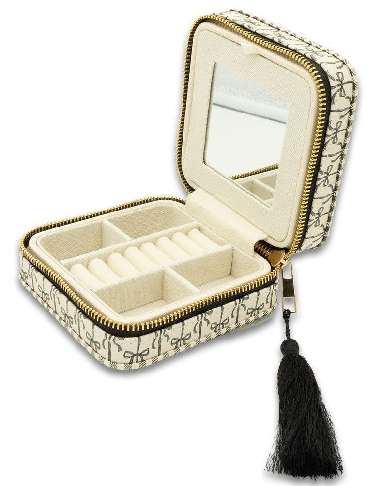 Tassel Travel Jewelry Case - Portable Jewelry Organizer with Mirror and Compartments - S26 - Simply Southern