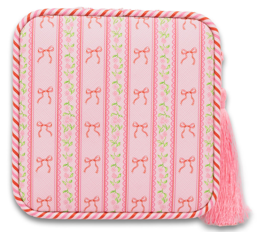 Tassel Travel Jewelry Case - Portable Jewelry Organizer with Mirror and Compartments - S26 - Simply Southern
