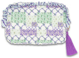 Quilted Cosmetic Bag With Ruffle - Travel Case - Makeup - S26 - Simply Southern