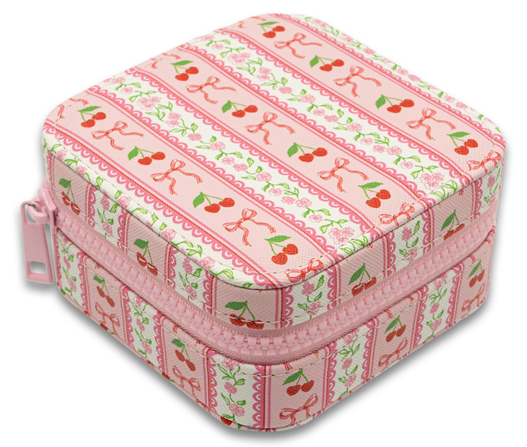 Jewelry Box with Interior Mirror - Zippered Compartment - S26 - Simply Southern