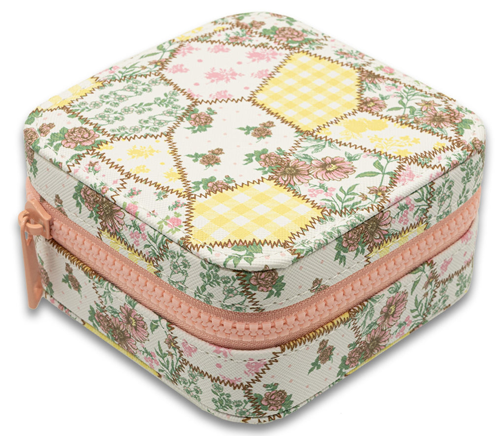 Jewelry Box with Interior Mirror - Zippered Compartment - S26 - Simply Southern