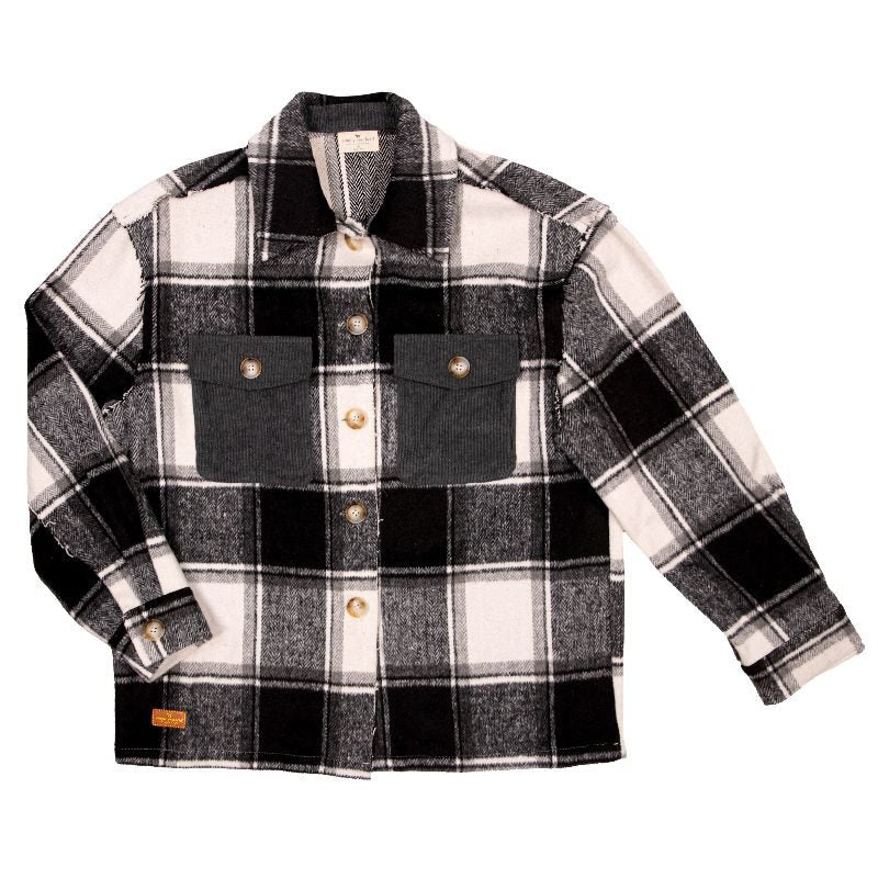 Yosemite Plaid Shacket - Jacket -  Black Plaid - F23 - Simply Southern
