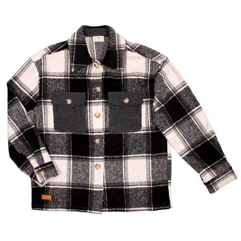 Yosemite Plaid Shacket - Jacket -  Black Plaid - F23 - Simply Southern