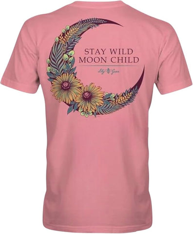 Stay Wild Moon Child - Boho Floral - Adult T-Shirt - Lily Grace