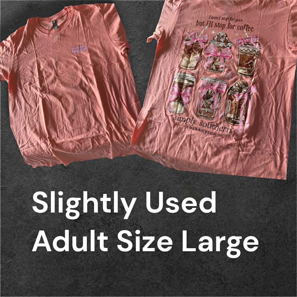 Slightly Used Simply Southern T-Shirt - Coffee -  Adult Size Large- (M142)