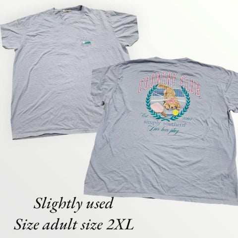 Simply Southern - Short Sleeve Shirt - Country Club - Slightly Used-Adult Size 2XLarge (M18)