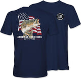 Bass Flag - Patriotic - USA Flag - Fish - AT - Adult T-Shirt