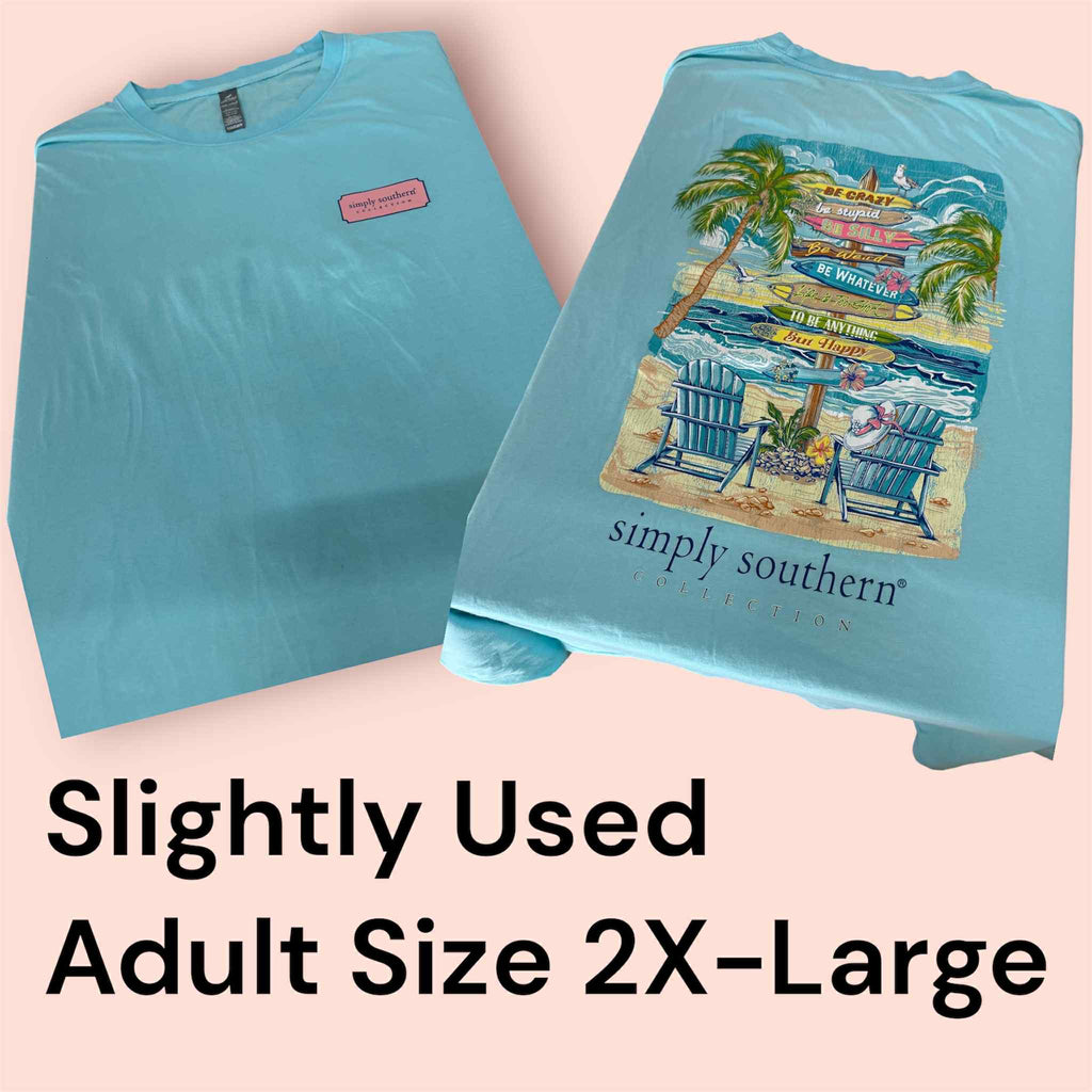 Slightly Used Simply Southern Adult T-Shirt - Beach Sign - Adult Size 2X-Large - (M151)