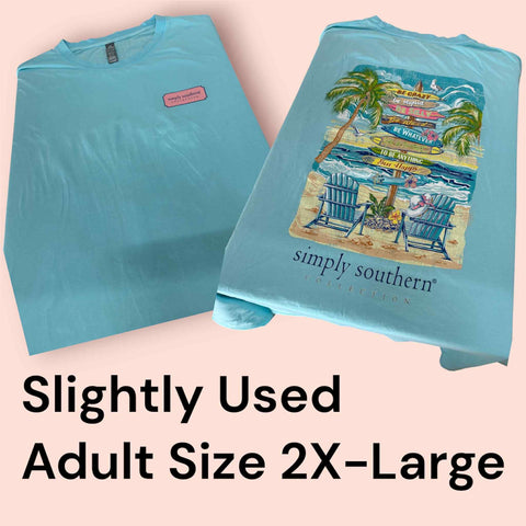 Slightly Used Simply Southern Adult T-Shirt - Beach Sign - Adult Size 2X-Large - (M151)