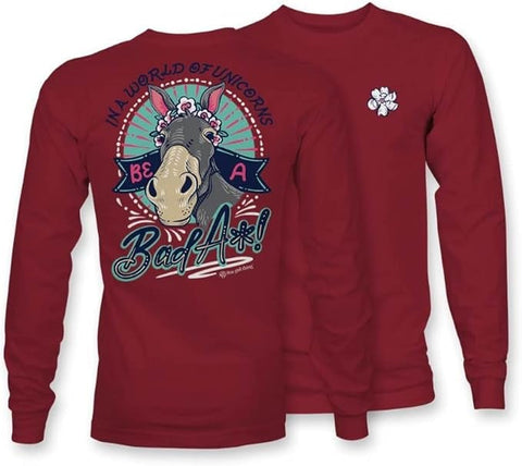In A World of Unicorns Be A Bad A - Donkey - Adult Long Sleeve - Itsa Girl Thing