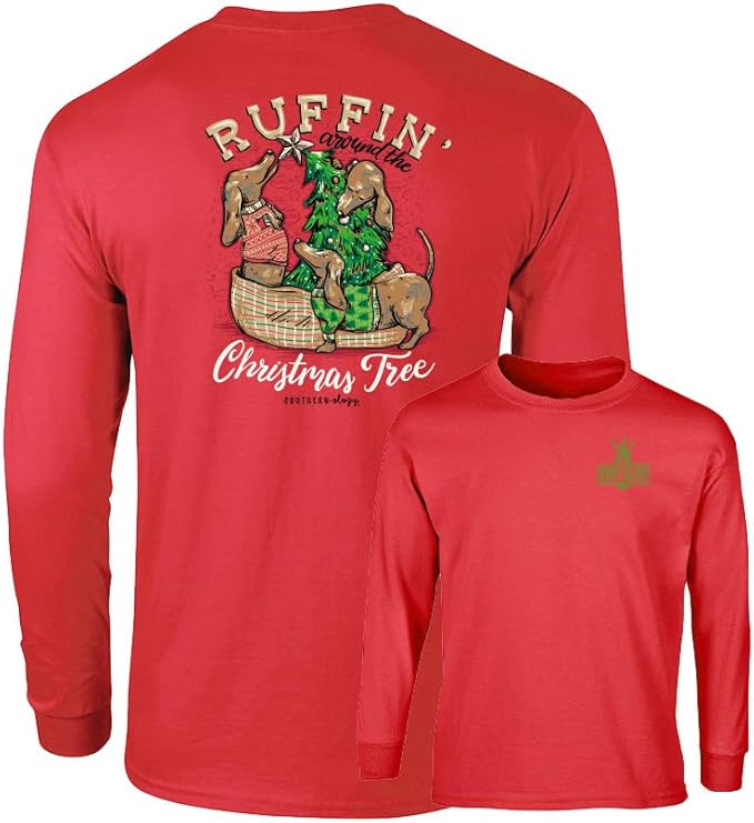 Ruffin Around The Christmas Tree - Dachshund Dogs - Adult Long Sleeve - Southernology