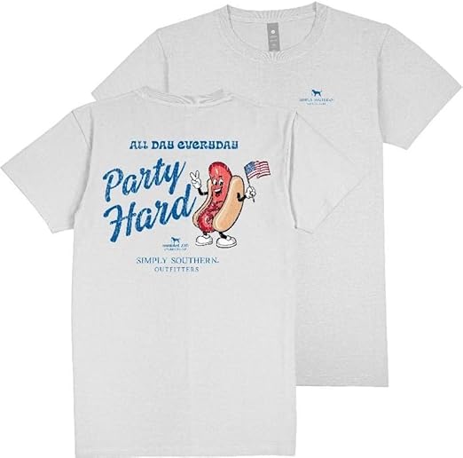 All Day Everyday Party Hard - Hot Dog - America - American Flag - S25 - SS - YOUTH T-Shirt