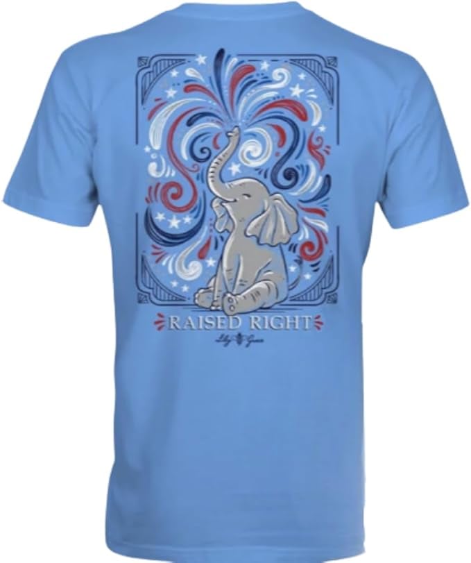 Raised Right - Elephant - American - Adult T-Shirt - Lily Grace