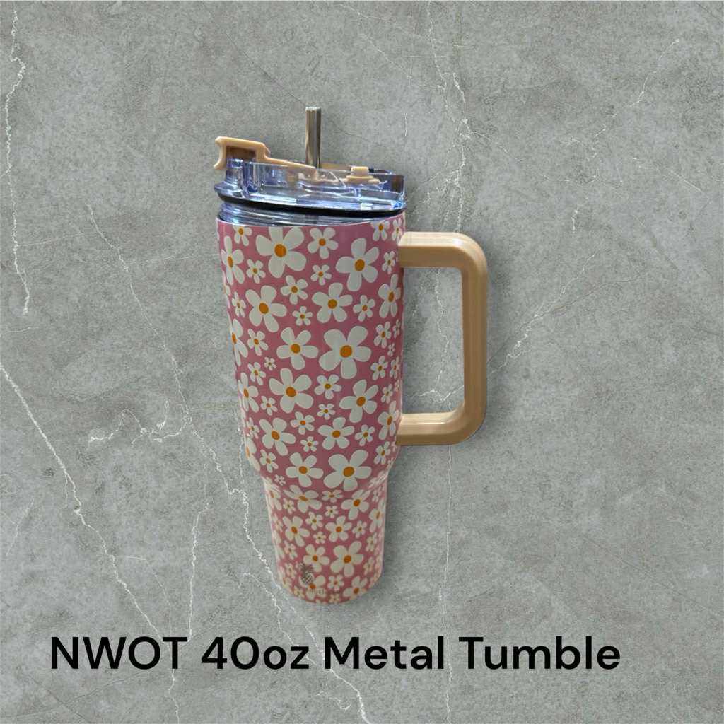 NWOT Simply Southern 40oz Tumbler - Pink Flower - (M121)