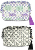 Quilted Cosmetic Bag With Ruffle - Travel Case - Makeup - S26 - Simply Southern