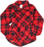 YOUTH Quarter Zip Fleece - Plaid Red- Pullover - F24 - Simply Southern