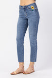 Hi-Rise Relaxed Sunflower Embroidery Jeans - Judy Blue