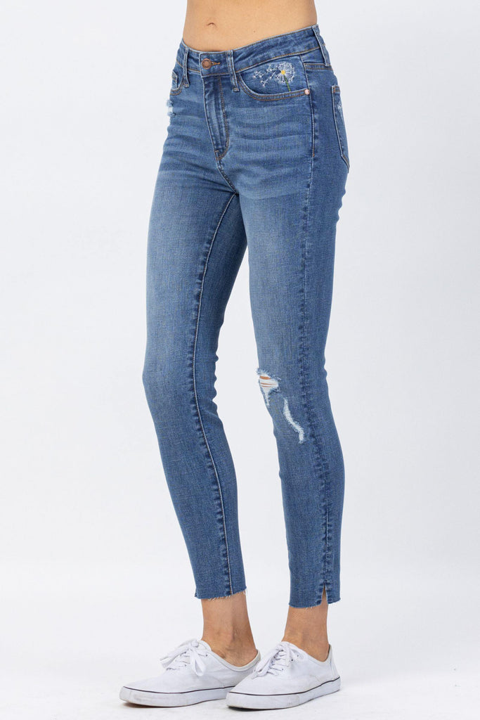 Hi-Waisted Dandelion Embroidery Skinny Jeans - 88415 - Judy Blue