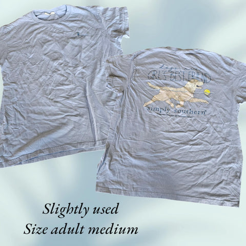 Simply Southern - Short Sleeve Shirt - Girls Best Friend - Slightly Used-Adult Size Medium (M20)