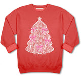 Christmas Tree Lace - Pink Bows - Star - Crew Neck Sweatshirt - F25 - Adult Crew