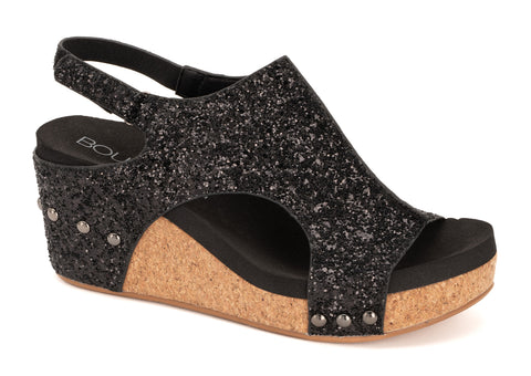 Carley Black Glitter Sandal - Boutique by Corkys