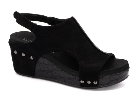 Carley Black Suede Croco Sandal - Boutique by Corkys