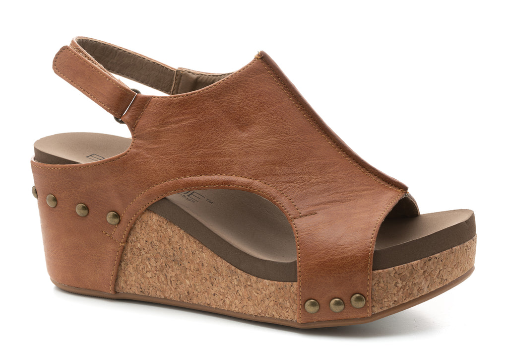Carley Cognac Smooth Sandal - Boutique by Corkys