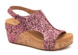 Carley Mixed Berry Glitter Smooth Sandal - Boutique by Corkys