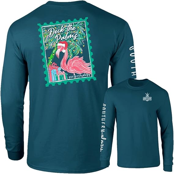 Deck The Palms - Flamingo - Christmas - Adult Long- Southernology