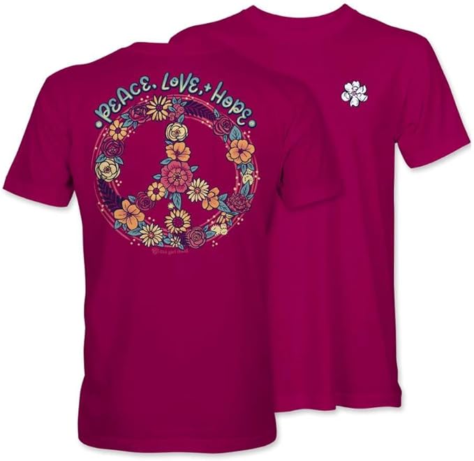 Floral Peace, Love and Hope - Adult T-Shirt - Itsa Girl Thing