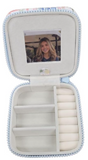 Jewelry Box with Interior Mirror - Zippered Compartment - S26 - Simply Southern