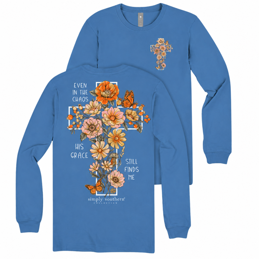 Even In The Chaos, His Grace Still Finds Me - Cross - SS - F26 - Adult Long Sleeve