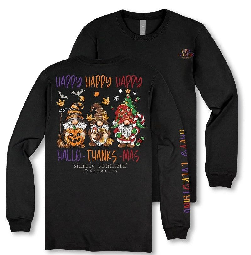 Happy Everything - Gnomes - Halloween - Thanksgiving - Christmas - SS - F25 - Adult Long Sleeve