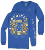 Let Your Light Shine, For All To See - Matthew 5:16 - Fireflies - Flowers - Mason Jar - SS - F26 - YOUTH Long Sleeve