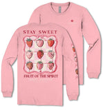 Stay Sweet, Fruit of The Spirit - Strawberry - Pink Bow - SS - F25 - Adult Long Sleeve