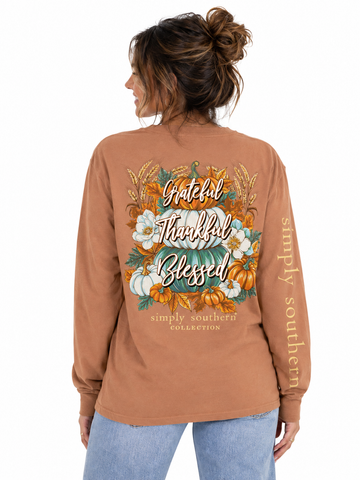 Grateful - Thankful - Blessed - Pumpkins - SS - F26 - Adult Long Sleeve