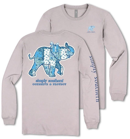 Track Elephant - Floral Blue - Bow - Patchwork - SS - F25 - Adult Long Sleeve