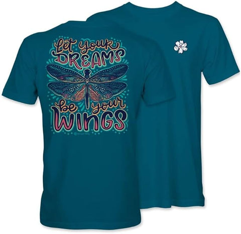 Let Your Dreams Be Your Wings - Dragonfly - Adult T-Shirt - Itsa Girl Thing