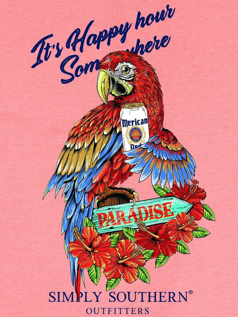 It's Happy Hour Somewhere - Parrot - Paradise - S25 - SS - Adult T-Shirt