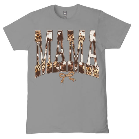 Mama - Cow Hide - Bow - S26 - SS - Adult T-Shirt