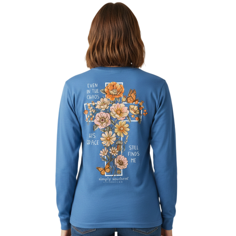 Even In The Chaos, His Grace Still Finds Me - Cross - SS - F26 - Adult Long Sleeve